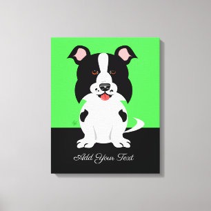 Border Collie Dog Cartoon Canvas Afdruk