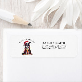 Border Collie Dog Christmas Return Address Etiket