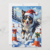 Border Collie Dog Christmas Snow Agility Fun Feestdagenkaart (Voorkant)