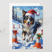 Border Collie Dog Christmas Snow Agility Fun Feestdagenkaart (Voorkant / Achterkant)