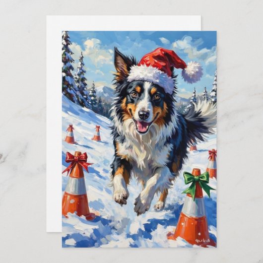 Border Collie Dog Christmas Snow Agility Fun Feestdagenkaart (Voorkant / Achterkant)