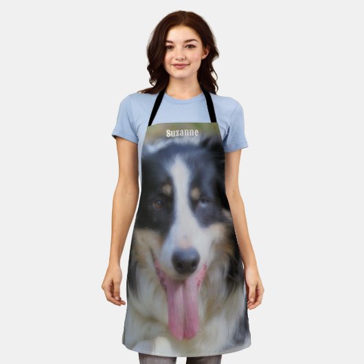 Border Collie Dog Face gepersonaliseerd Schort (Gedragen)