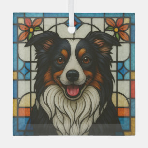 Border Collie Dog "Glas in lood" Glas Ornament
