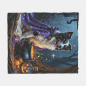 Border Collie Dog grillige Halloween schilderij Fleece Deken (Voorkant (Horizontaal))
