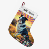 Border Collie Dog Grote Kerstsok (Voorkant (Hangend))