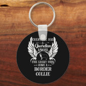 Border Collie Dog Guardian Angel Sleutelhanger (Voorkant)
