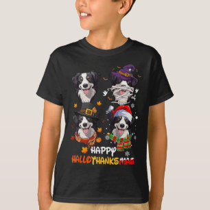 Border Collie Dog Hallothanksmas Halloween Thanksg T-shirt