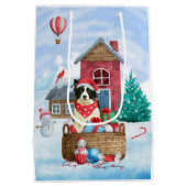 Border Collie Dog in sneeuwkerstmis Medium Cadeauzakje (Achterkant)