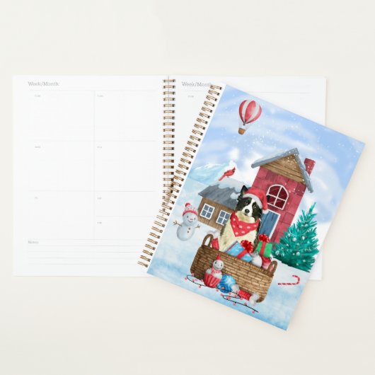 Border Collie Dog in sneeuwkerstmis Planner (Display)