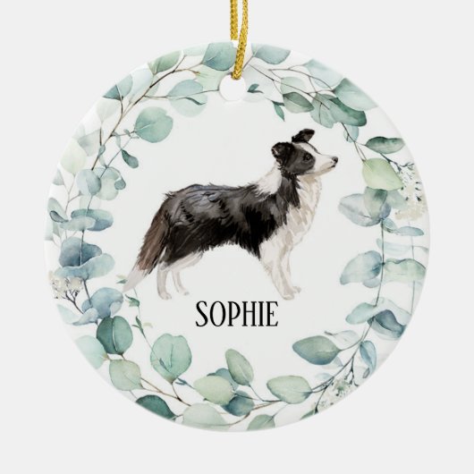 Border Collie Dog Keramisch Ornament (Voorkant)