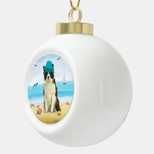 Border Collie Dog Keramische Bal Ornament (Rechts)