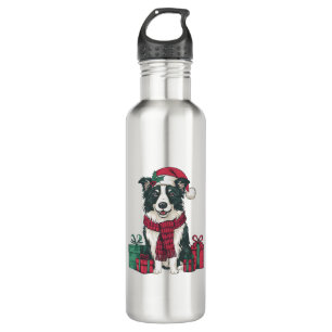 Border Collie Dog Kerstfeesten Vakantie Kerstman Waterfles