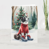 Border Collie Dog Kerstgroet Kaart (Voorkant)