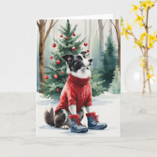 Border Collie Dog Kerstgroet Kaart