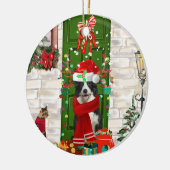 Border Collie Dog Kerstmis Keramisch Ornament (Links)