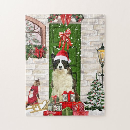 Border Collie Dog Kerstmis Legpuzzel (Verticaal)