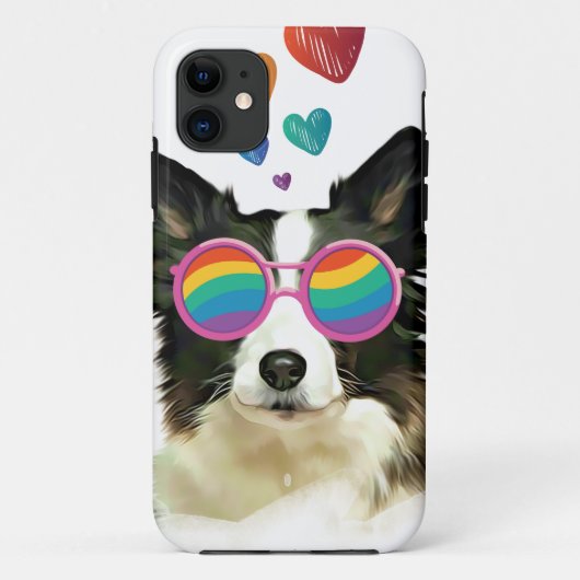 Border Collie Dog met Hearts Valentijnsdag Case-Mate iPhone Case (Achterkant)
