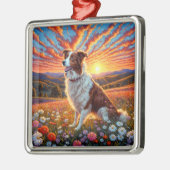 Border Collie Dog Metalen Ornament (Links)