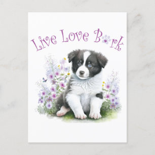 Border Collie Dog Mom Bloemen Briefkaart