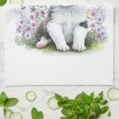 Border Collie Dog Mom Bloemen Theedoek (Gevouwen)