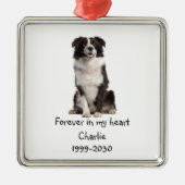Border Collie Dog Photo Memorial Keepomwille Metalen Ornament (Voorkant)