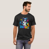Border Collie Dog Pianist T-shirt (Voorkant volledig)