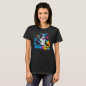 Border Collie Dog Pianist T-shirt (Voorkant volledig)