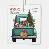 Border Collie Dog Retro Truck Kerstmis Keramisch Ornament (Links)