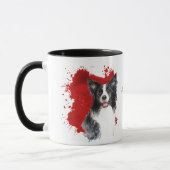 Border Collie Dog Rode Abstracte achtergrond Mok (Links)
