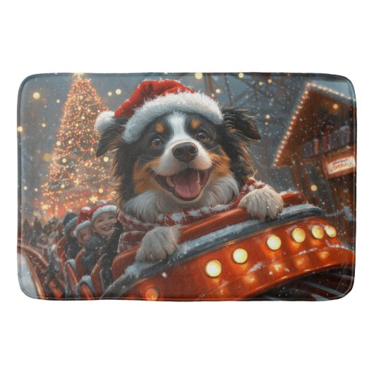 Border Collie Dog Roller Onderzetter Kerst Badmat (Voorkant)