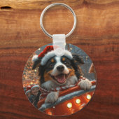 Border Collie Dog Roller Onderzetter Kerst Sleutelhanger (Achterkant)