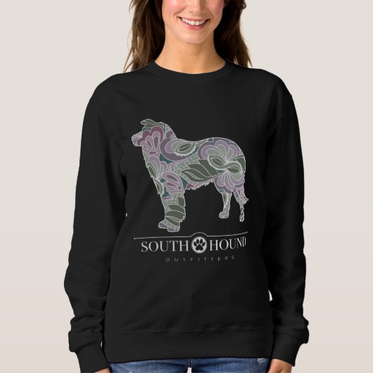 Border Collie Dog Sage Blush Floral Pattern Trui (Voorkant)