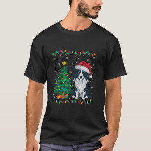 Border Collie Dog Santa Hat Mannen Vrouwen Kinder T-shirt
