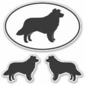 Border Collie Dog Silhouet Vinyl Sticker Set (Voorkant)