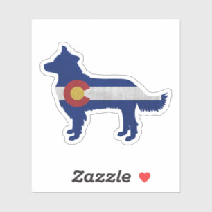 Border Collie Dog Silhouette Colorado Vlag Sticker