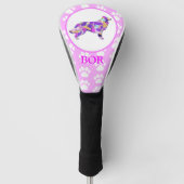 Border Collie Dog Silhouette Paw Roze PY&B Golfheadcover (Voorkant)