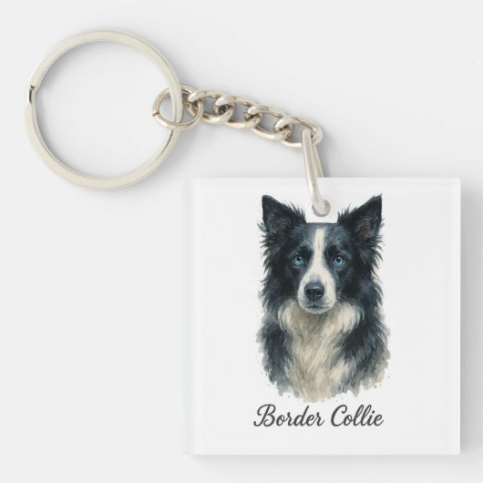 Border Collie dog Sleutelhanger (voorkant)