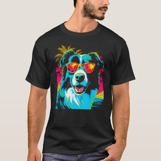 Border Collie Dog Sunglasses T-shirt (Voorkant)