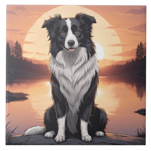 Border Collie Dog Tegeltje (Voorkant)