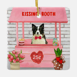 Border Collie Dog Valentijnsdag Kissing Booth Keramisch Ornament