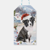 Border Collie Dog Winter Wonderland Kerstvreugde Cadeaulabel (Achterkant)