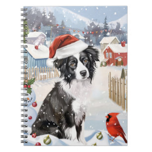 Border Collie Dog Winter Wonderland Kerstvreugde Notitieboek