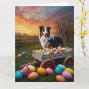 Border Collie Easter Eggs Kaart