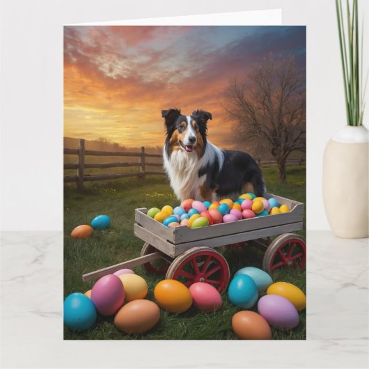 Border Collie Easter Eggs Kaart (Voorkant)
