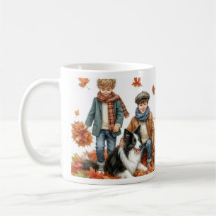 Border Collie en Kinderen Herfst Koffiemok