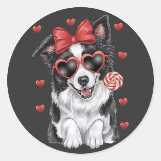Border Collie en Lollipop het icoon van New Valent Ronde Sticker