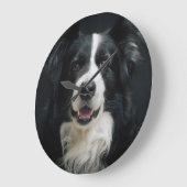 Border Collie Face Grote Klok (Hoek)