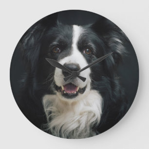 Border Collie Face Grote Klok