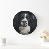Border Collie Face Grote Klok (Huis)