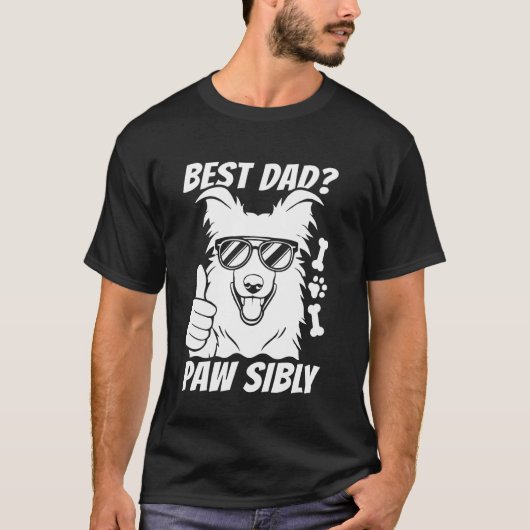 Border Collie Father Pet - Hondenras Beste Pap Paw T-shirt (Voorkant)